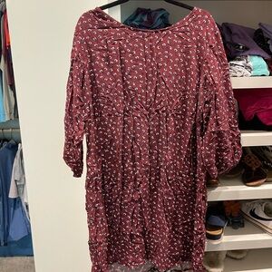 Old Navy Red and Black Sundress with Bishop Sleeves